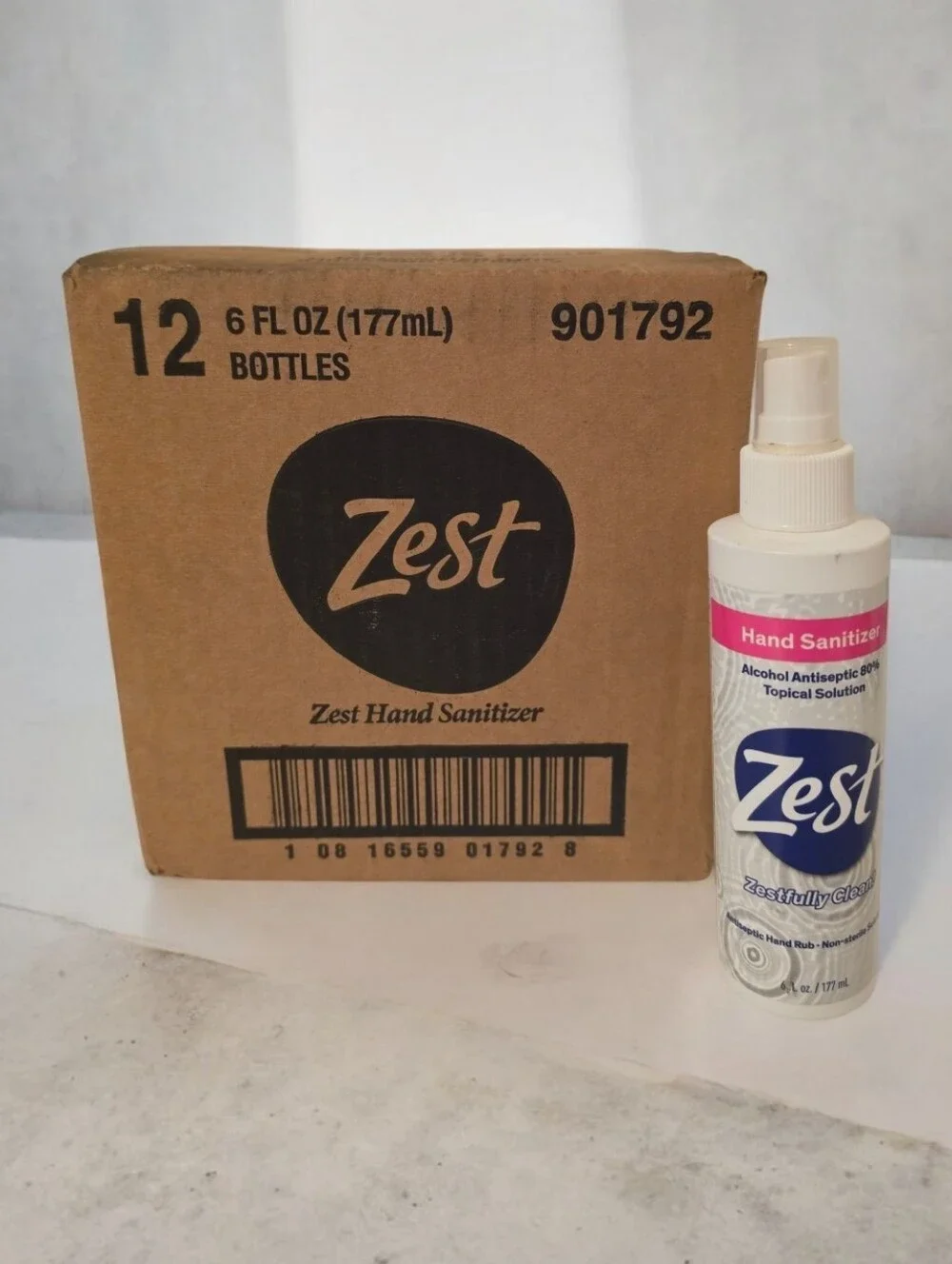 Bulk Zest Hand Sanitizer Spray 6 oz Bottles (12 Pack Box) 80% Alcohol